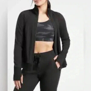 Athleta triumph casual yoga athletic  light full zip black long sleeve jacket M